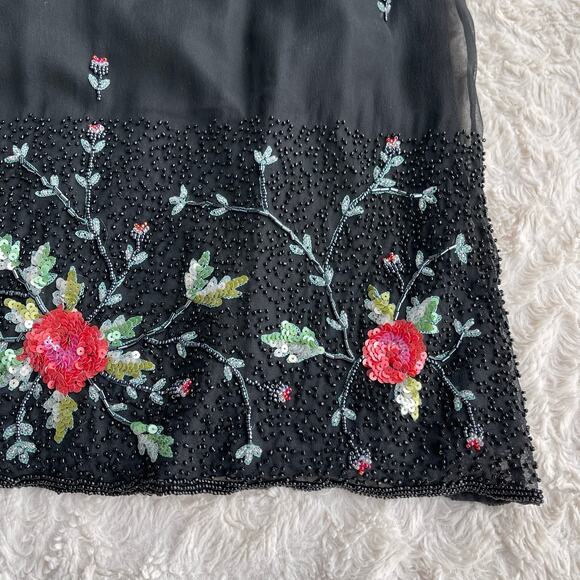 Sue Wong beaded silk floral slip dress with matching scarf wrap Nocturne 6 - Picture 13 of 17